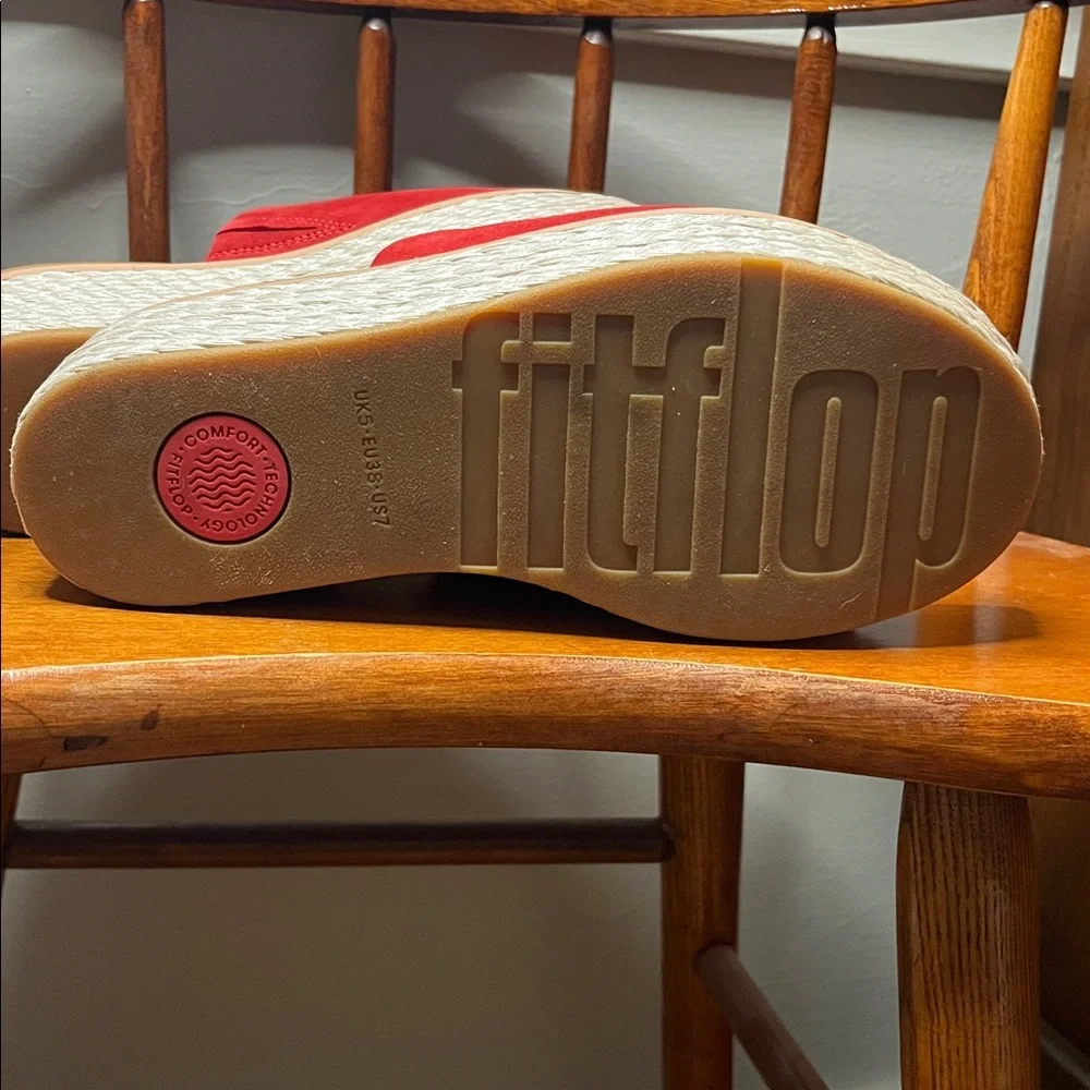 NWOT FitFlop Eloise Espadrille Suede Wedge Slide in Red Size 7 - Picture 9 of 12